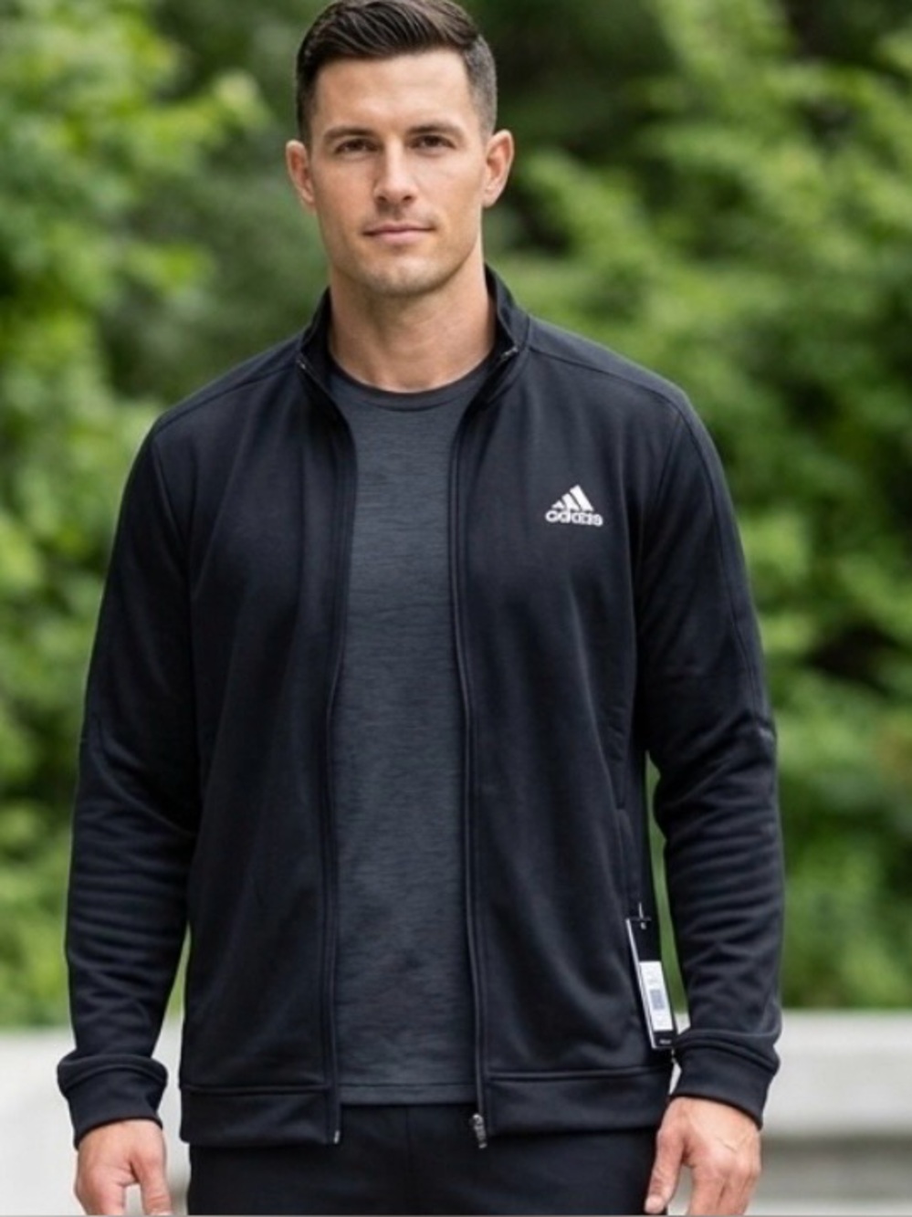 NWT Adidas Full Zip Black Sweatshirt Men's Jacket Golf Pockets sz 2XL